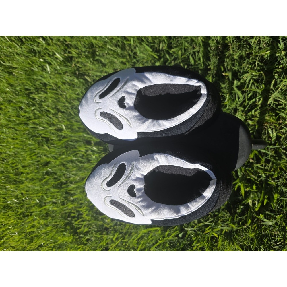 Scream Ghost Face Slippers Women Men Slip On Black White Plush Shoes